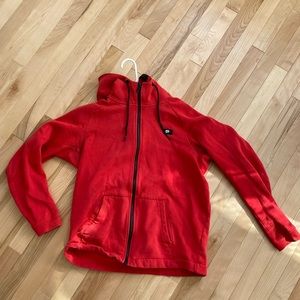 RED NIKE ZIP UP HOODIE